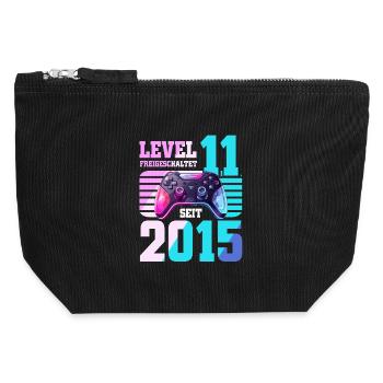 11. Geburtstag Gaming Gamer - Canvas Reißverschluss-Täschchen (12 x 13 cm) - Schwarz - Vorne