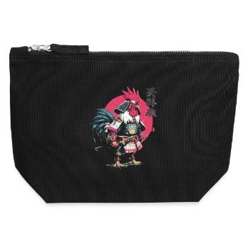 Armure samouraï coq - Pochette zippée en toile 12 x 13 cm - noir - Devant
