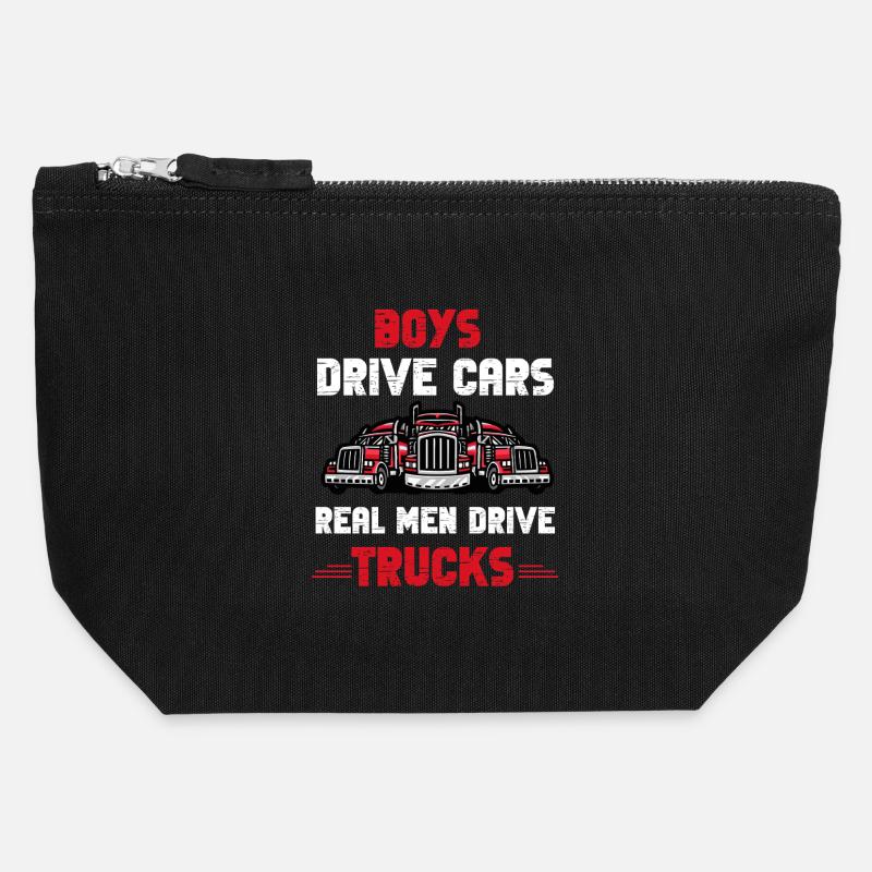 Real Men Trucks - Canvas Reißverschluss-Täschchen (12 x 13 cm) - Schwarz