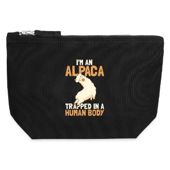Alpaga piégé dans un corps humain - Pochette zippée en toile 12 x 13 cm - noir - Devant
