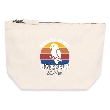 Perroquet à croupion rouge Perroquet Pionus - Pochette zippée en toile 12 x 13 cm - blanc naturel - Devant