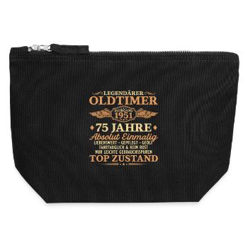 Legendärer Oldtimer 1951 – 75. Geburtstag - Canvas Reißverschluss-Täschchen (12 x 13 cm) - Schwarz - Vorne