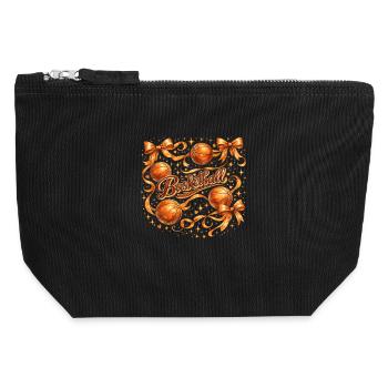 Vintage Basketball Bows | Trendy Sport Style - Canvas Zip Pouch 12 x 13 cm - black - Front