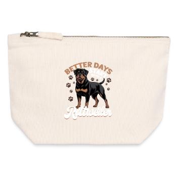 Rottweiler Rottweiler Rottie Race de chien - Pochette zippée en toile 12 x 13 cm - blanc naturel - Devant