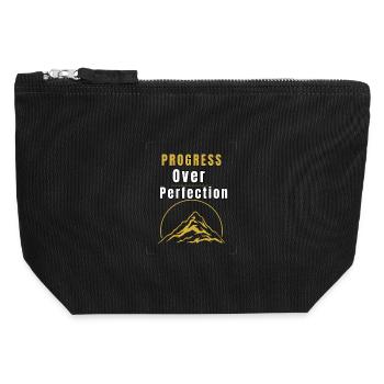 Progress Over Perfection | Motivational Growth Min - Canvas Zip Pouch 12 x 13 cm - black - Front