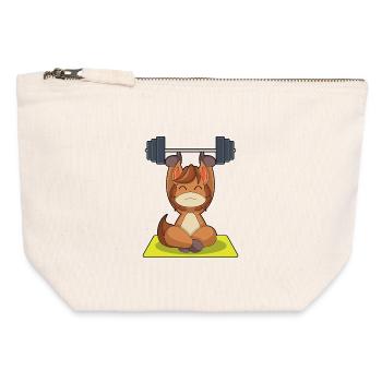 Horse Bodybuilder Barbell Bodybuilding - Canvas Zip Pouch 12 x 13 cm - nature - Front