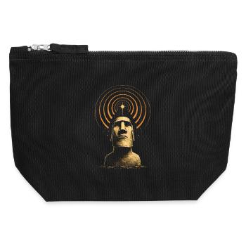Moai Kosmisches Signal - Canvas Reißverschluss-Täschchen (12 x 13 cm) - Schwarz - Vorne