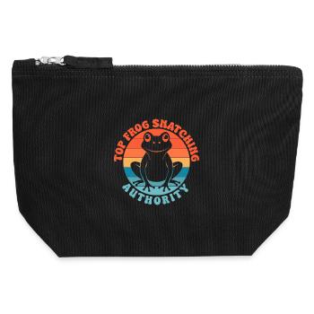 Frog Catcher Top Frog Snatching Authority Frog - Canvas Zip Pouch 12 x 13 cm - black - Front