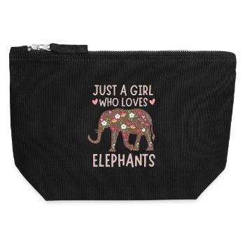 Juste une fille qui adore les éléphants et la faune mignonne - Pochette zippée en toile 12 x 13 cm - noir - Devant