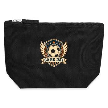 Motif du jour de match de football - Pochette zippée en toile 12 x 13 cm - noir - Devant
