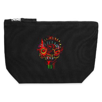Africa mask - Canvas Zip Pouch 12 x 13 cm - black - Front