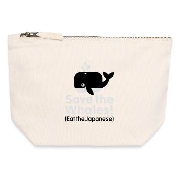 Save the Whales! Eat the Japanese - Canvas Zip Pouch 12 x 13 cm - nature - Front