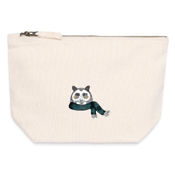 Ours d'hiver - Pochette zippée en toile 12 x 13 cm - blanc naturel - Devant