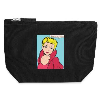 Reine sans roi Pop Art - Pochette zippée en toile 12 x 13 cm - noir - Devant