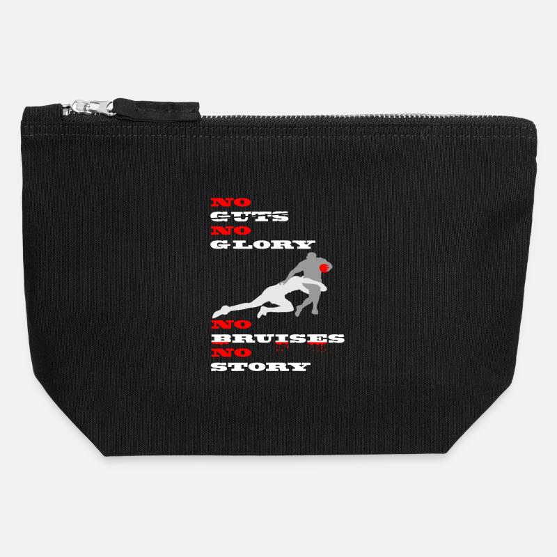 No guts, no glory - Canvas Zip Pouch 12 x 13 cm - black