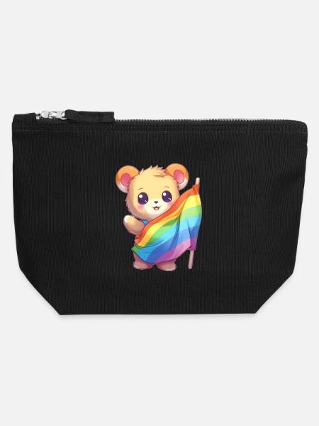 Love is a Bear Necessity - Canvas Zip Pouch 12 x 13 cm - black