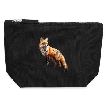 Roter Fuchs – Wildtier Alpen Design - Canvas Reißverschluss-Täschchen (12 x 13 cm) - Schwarz - Vorne