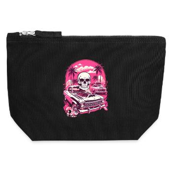 Classic Car und Totenkopf - Canvas Reißverschluss-Täschchen (12 x 13 cm) - Schwarz - Vorne