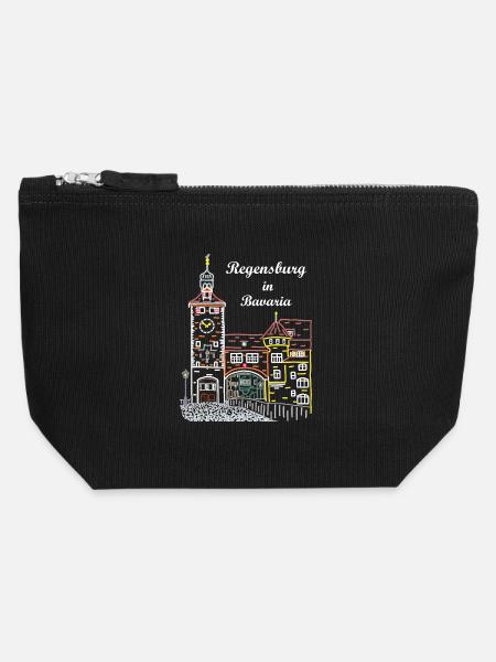 Regensburg, Brückturm, Bayern - Canvas Reißverschluss-Täschchen (12 x 13 cm) - Schwarz