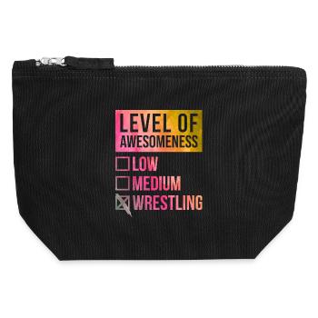 Wrestling - Canvas Zip Pouch 12 x 13 cm - black - Front