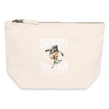 Skateboarder Chamonix Mont Blanc - Pochette zippée en toile 12 x 13 cm - blanc naturel - Devant