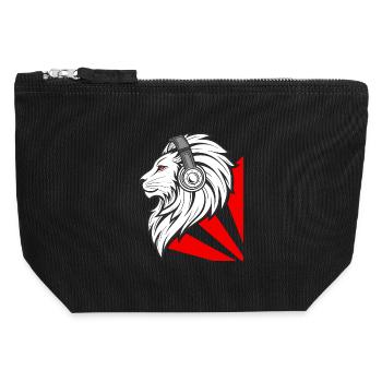 Stylischer Löwe mit Kopfhörern - Canvas Reißverschluss-Täschchen (12 x 13 cm) - Schwarz - Vorne