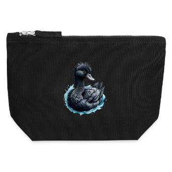 The Black Swan and the Blue Rose - Canvas Zip Pouch 12 x 13 cm - black - Front
