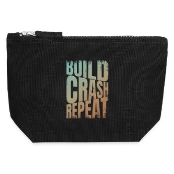 Drohne build crash repeat Spruch - Canvas Reißverschluss-Täschchen (12 x 13 cm) - Schwarz - Vorne