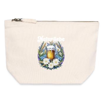 Naturliebe Bierkrug mit Wildblumen Trachtenshirt - Canvas Reißverschluss-Täschchen (12 x 13 cm) - Naturweiß - Vorne