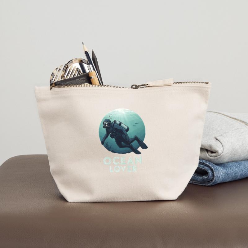 Ocean Lover Diver Canvas Zip Pouch 12 x 13 cm