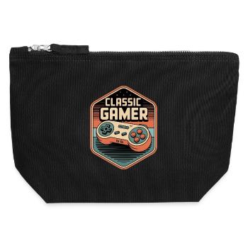 Badge de manette rétro Classic Gamer - Pochette zippée en toile 12 x 13 cm - noir - Devant