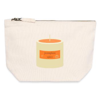 Bougie Citrouille Épices - Pochette zippée en toile 12 x 13 cm - blanc naturel - Devant