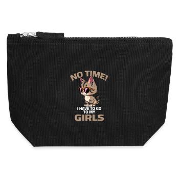 Cat Sunglasses No Time Girls Saying - Canvas Zip Pouch 12 x 13 cm - black - Front