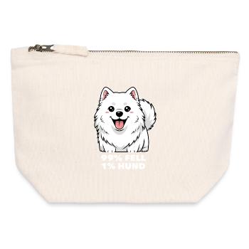 Samojede 99% Fell 1% Hund Lustiger Spruch - Canvas Reißverschluss-Täschchen (12 x 13 cm) - Naturweiß - Vorne