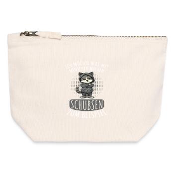 People Pushing Funny Saying - Canvas Zip Pouch 12 x 13 cm - nature - Front