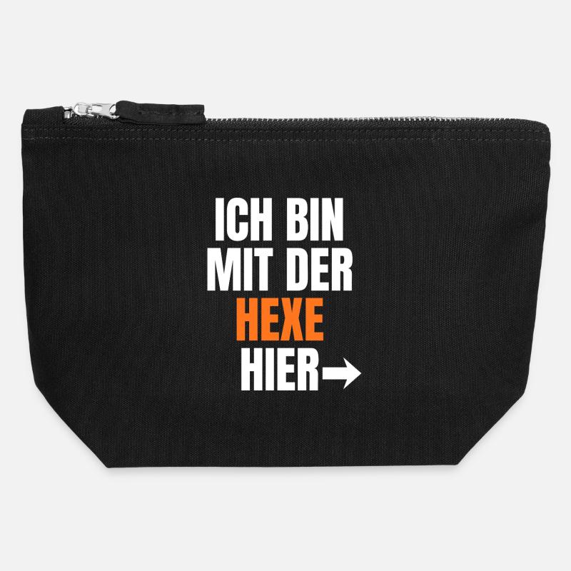 I'm with the witch here - Canvas Zip Pouch 12 x 13 cm - black