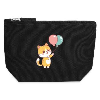 Katzenballon Pastell Joy - Canvas Reißverschluss-Täschchen (12 x 13 cm) - Schwarz - Vorne