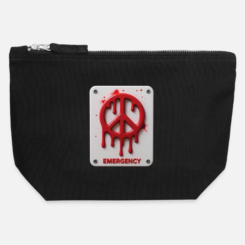 PEACE EMERGENCY #1 - peace & love - Canvas Zip Pouch 12 x 13 cm - black