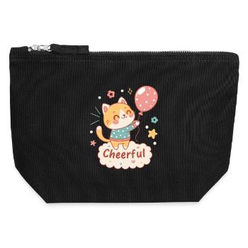Festliche Ballonkatze - Canvas Reißverschluss-Täschchen (12 x 13 cm) - Schwarz - Vorne
