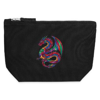 Buntglas-Drachen-Mosaik-Fantasie - Canvas Reißverschluss-Täschchen (12 x 13 cm) - Schwarz - Vorne