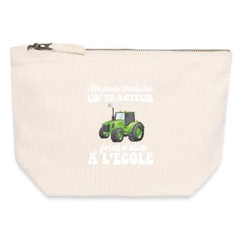 Geboren, um einen Traktor zu fahren, gezwungen, zur Schule zu gehen - Canvas Reißverschluss-Täschchen (12 x 13 cm) - Naturweiß - Vorne