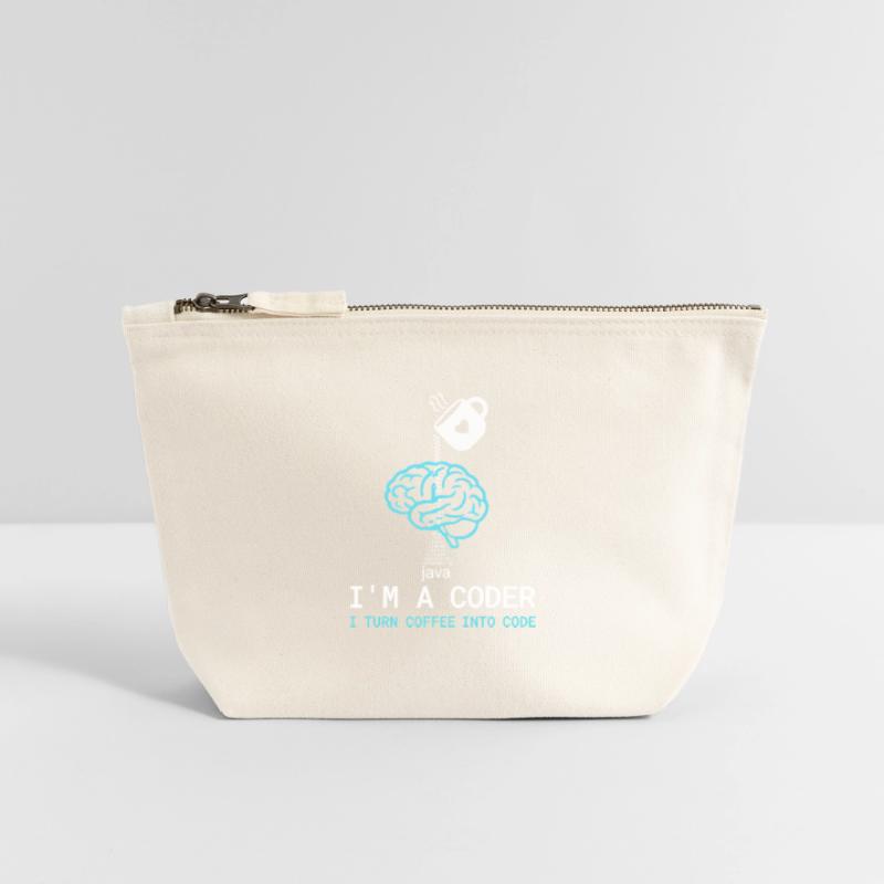 T-shirt Coder : Du café dans le code – Nerdy Programmie Pochette zippée en toile 12 x 13 cm