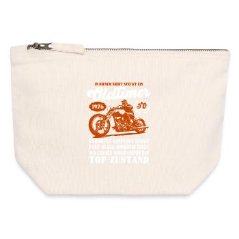 Vintage Motorcycle 1976 Vintage Print - Pochette zippée en toile 12 x 13 cm - blanc naturel - Devant