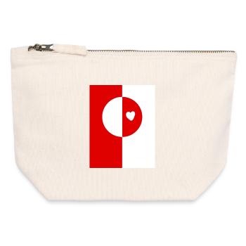 Drapeau du Groenland - Pochette zippée en toile 12 x 13 cm - blanc naturel - Devant