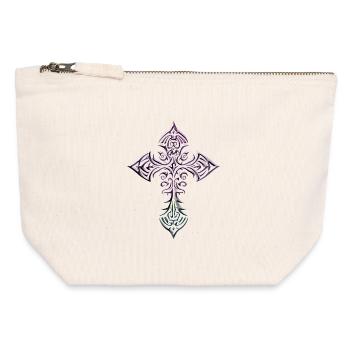 Cruciform Tribal Gradient Cross - Canvas Zip Pouch 12 x 13 cm - nature - Front