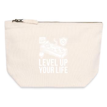 Level Up Your Life Gaming Motivation - Canvas Reißverschluss-Täschchen (12 x 13 cm) - Naturweiß - Vorne