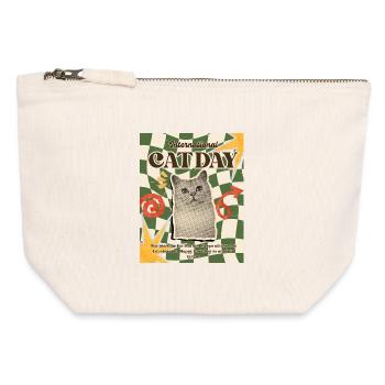 International Cat Day Retro Print - Canvas Zip Pouch 12 x 13 cm - nature - Front