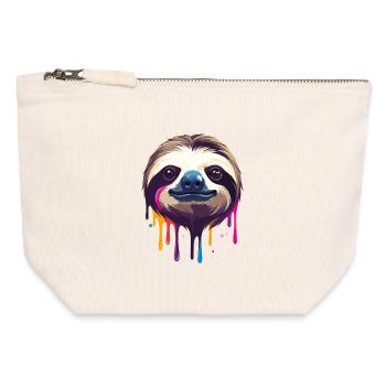 Illustration de goutte couleur néon paresseux - Pochette zippée en toile 12 x 13 cm - blanc naturel - Devant