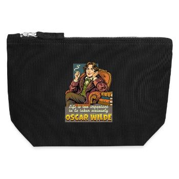 Oscar Wilde Life - Canvas Zip Pouch 12 x 13 cm - black - Front