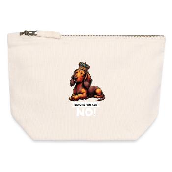 Avant de demander teckel à poils longs teckel tekkel - Pochette zippée en toile 12 x 13 cm - blanc naturel - Devant